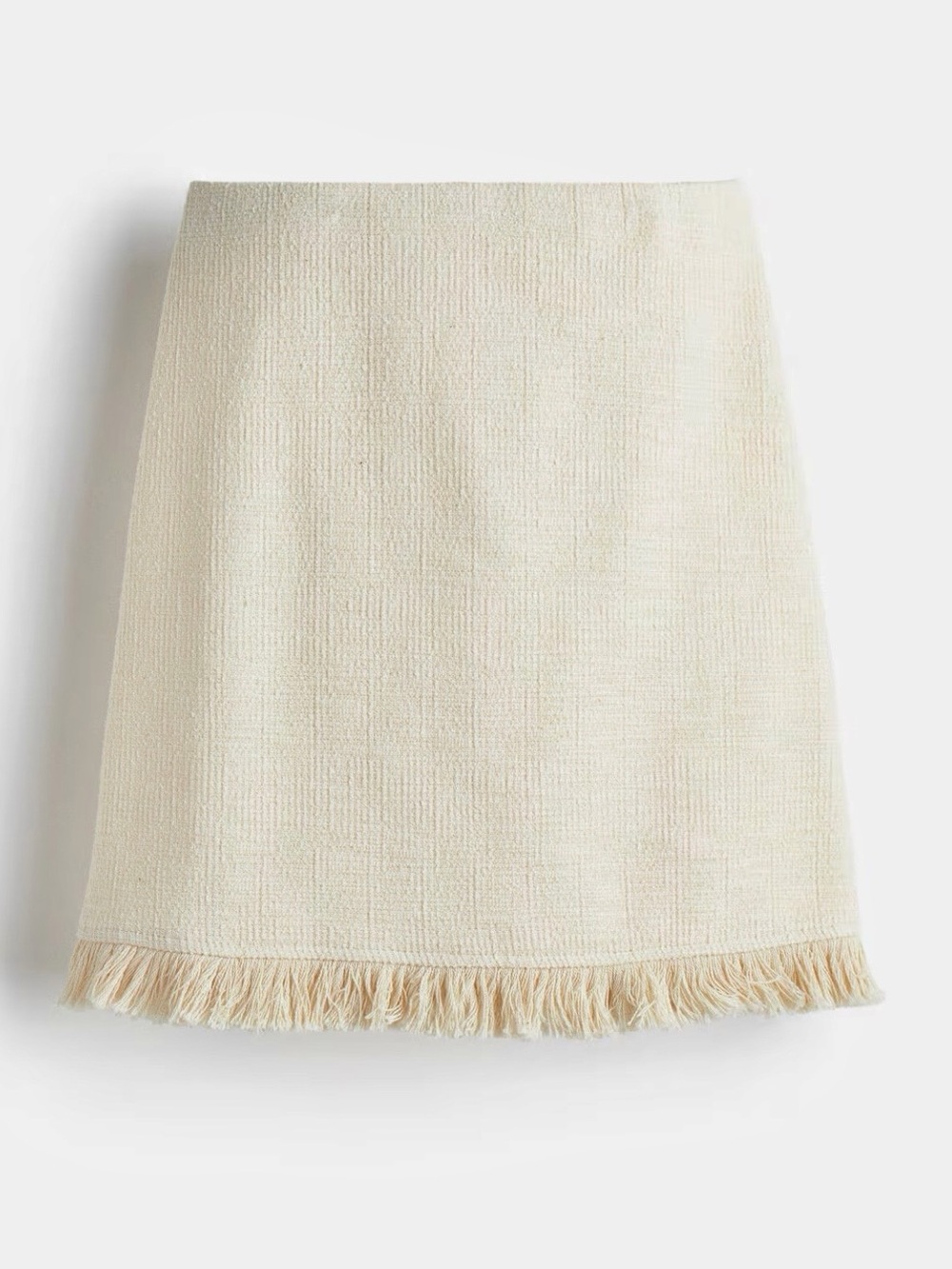 Cream Fringe Trim Women's A-Line Skirt